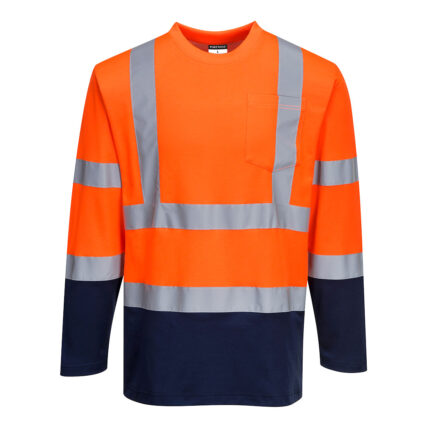 S280 Hi-Vis Cotton Comfort Contrast T-Shirt L/S | Portwest
